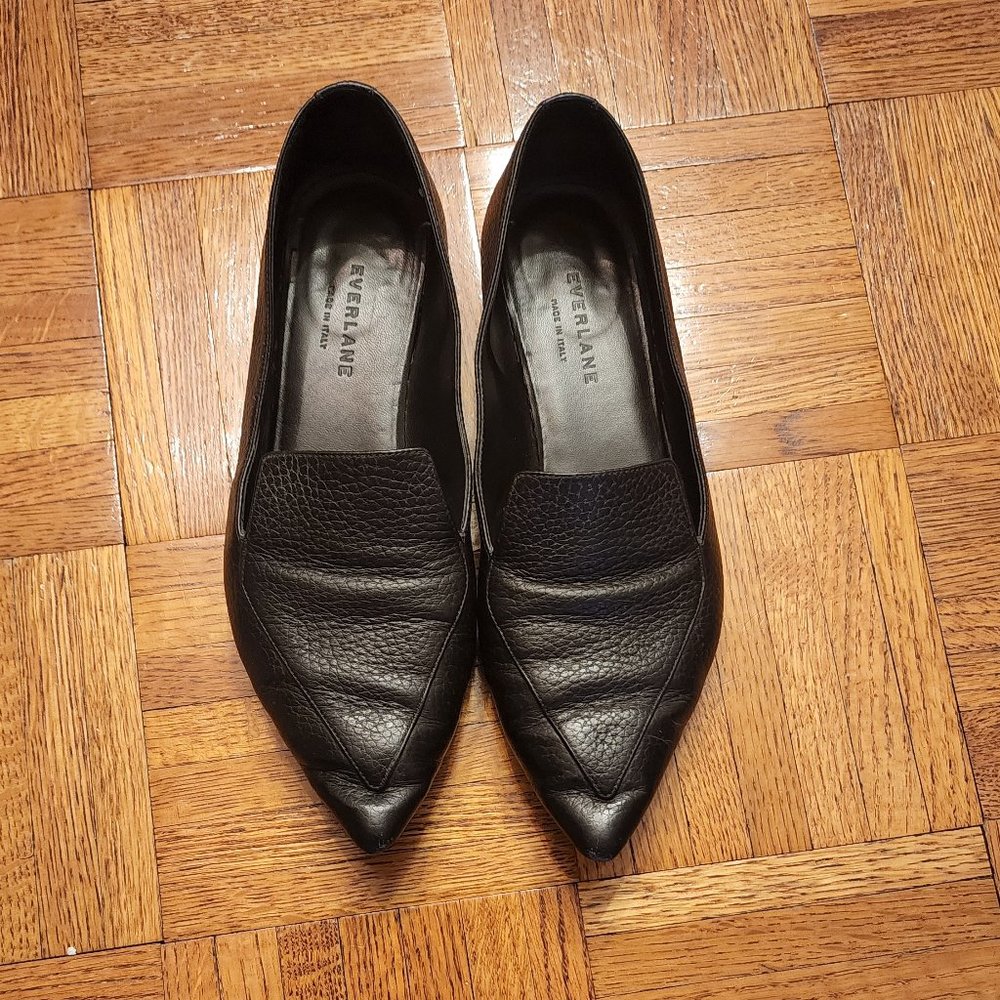 Everlane Black Pebble Leather Flats